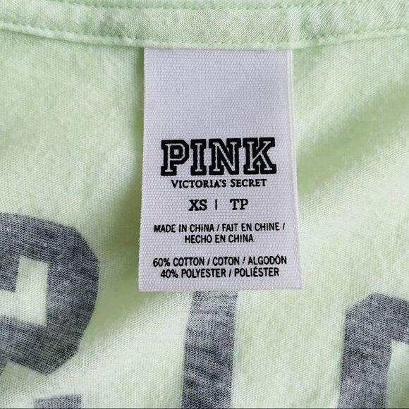 Victoria’s Secret PINK Yellow V-Neck Short Sleeve Boston Irish Sequins Bling Tee - Picture 4 of 5